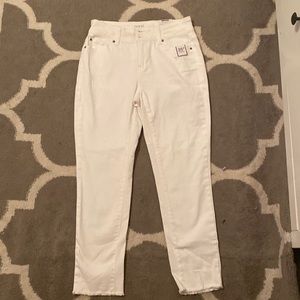 White mid rise slim jeans
